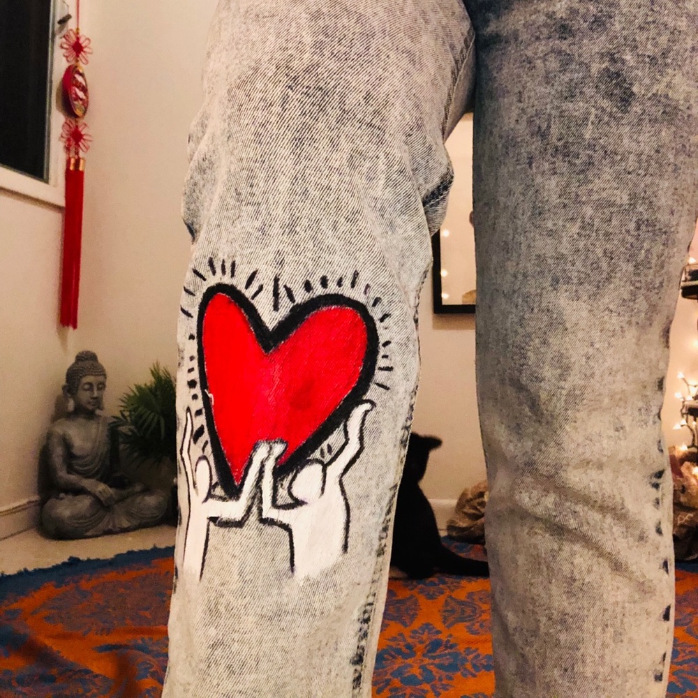 Hand made Keith haring pants